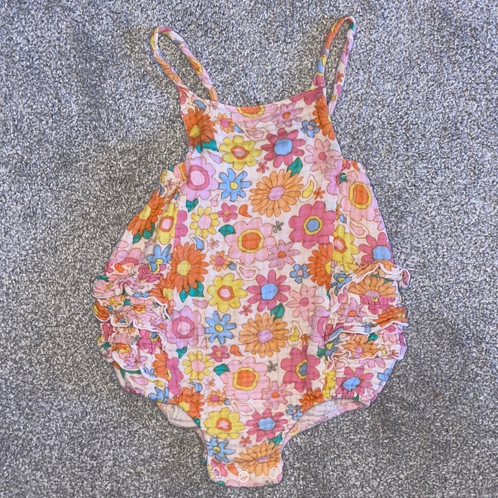 GUC Angel Dear Girls Bubble Romper Pink Floral 18-24M